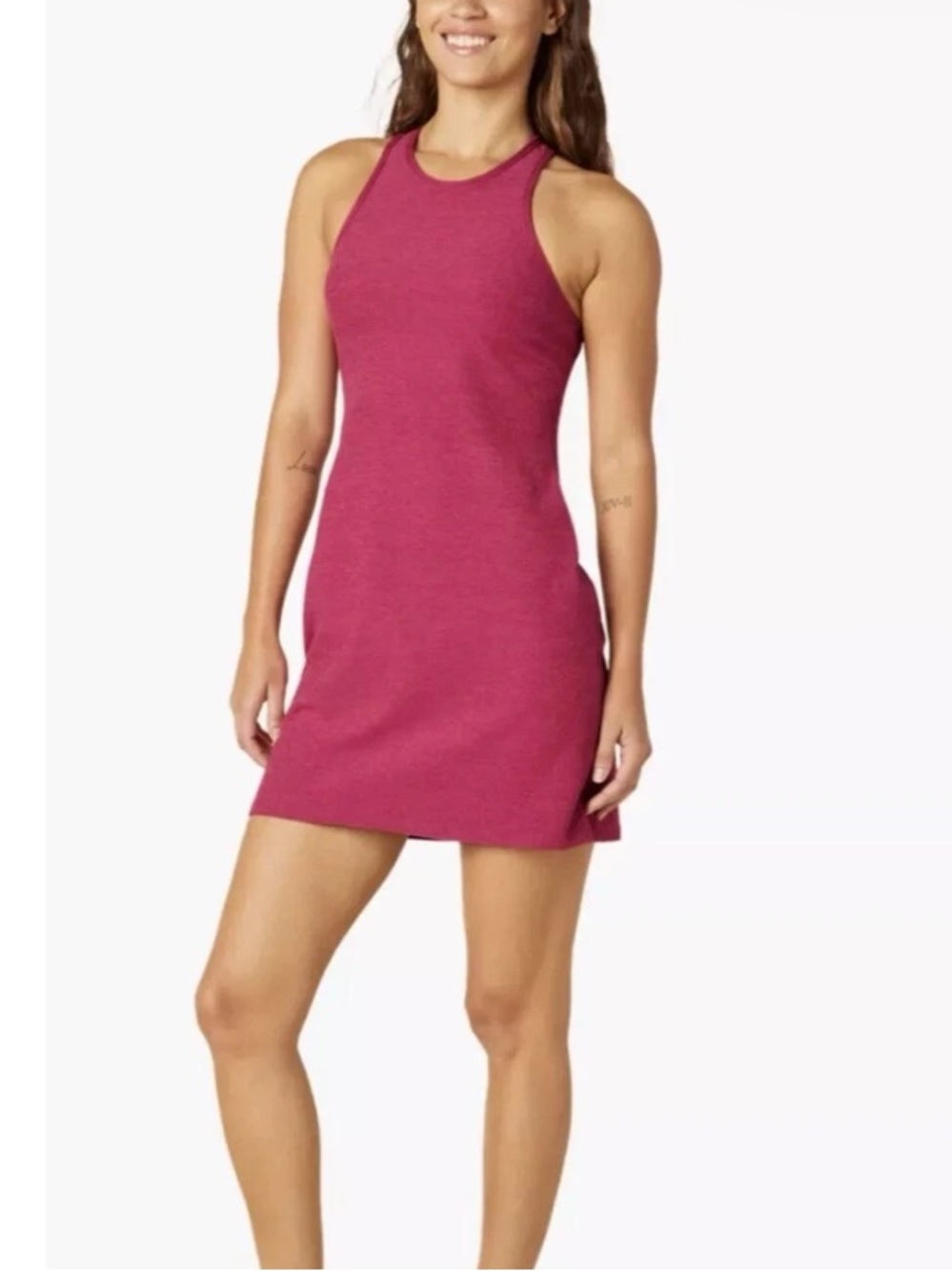 Beyond Yoga Spacedye Under Lock & Key Dress in Dragonfruit-Sangria Heather Color